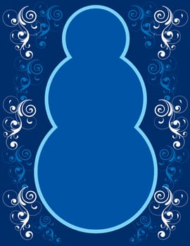 Vector Illustration of Blue Snowman Border.