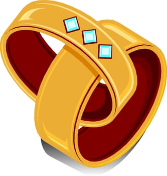 Vector Illustration of two wedding rings linked together.