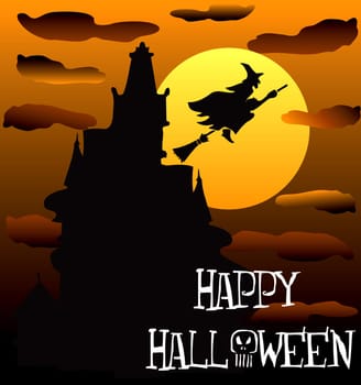 Vector Illustration of a Happy Halloween Haunted House 2.