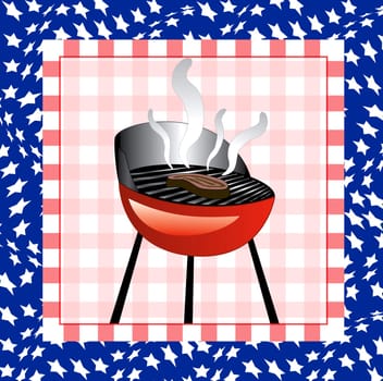 Vector Illustration for the 4th of July Independence bbq Square background.