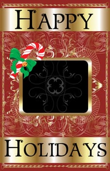 Vector Illustration of a Happy Holidays Candy Cane Poster.
