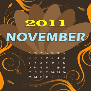 Vector Illustration of 2011 Calendar with a monthly, I have all 12 months designed seperately or all 12 months in a single design.