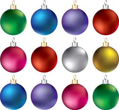 Vector Illustration of Ornament Set 2 isolated. Twelve different Ornaments.