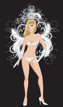 Vector Illustration for carnival costume or las vegas showgirl.