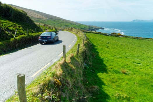 Car on an Irish road at Beara