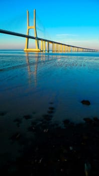 View of Vasco da gama bridge at Lisbon, Portugal