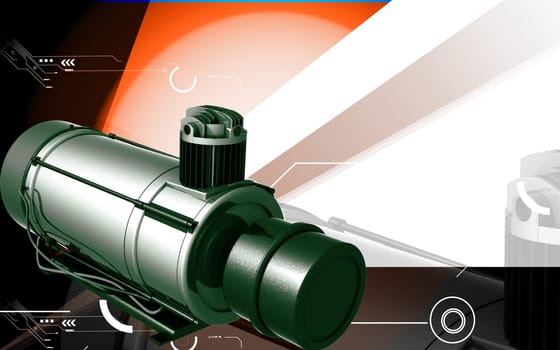 Digital illustration of air compressor in colour background
