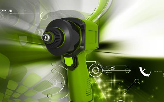 Digital illustration of impact wrench in colour background