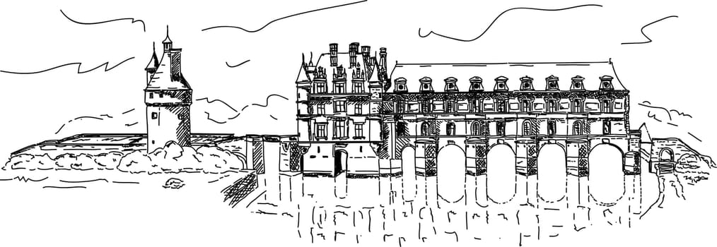 vector - castle Chenonceau, Loire Valley, France.