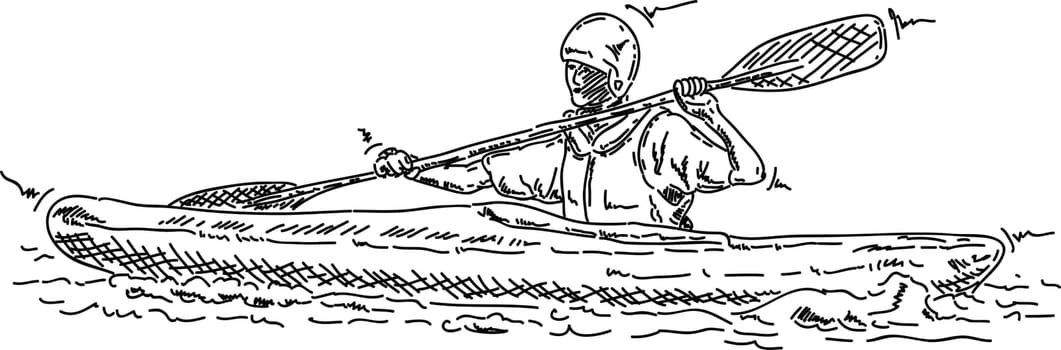 vector - man kayaking - isolated on background