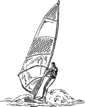 vector - man wind surfing, isolated on background