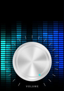 Music Party Background - Amplifier Volume Knob and Blue Equalizer on Dark Background