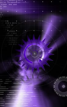 Digital illustration of wheel in colour background