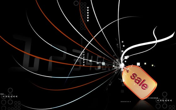 Digital illustration of Sales symbol in colour background
