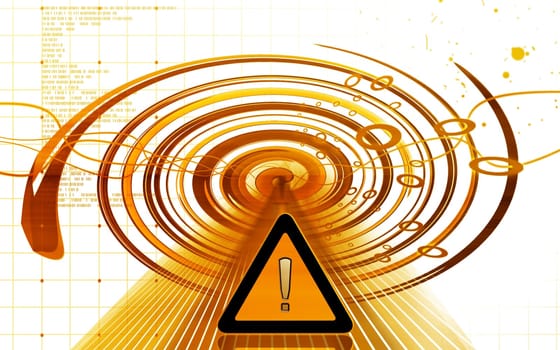 Digital illustration of Warning sign in colour background