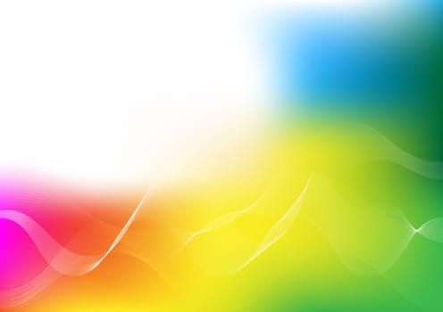 Illustration - Abstract Wallpaper - White Waves on Multicolor Background