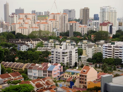 Skyline Rooftops Houses Singapore Housing Situation Ghetto Settlement Housing Estate