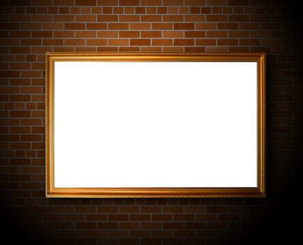 Empty frame hanging on the brick wall