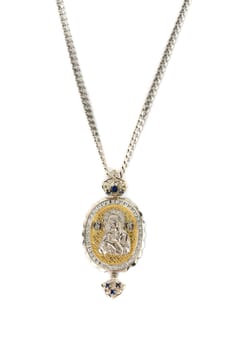 religious jewellery icon pendant on a white background