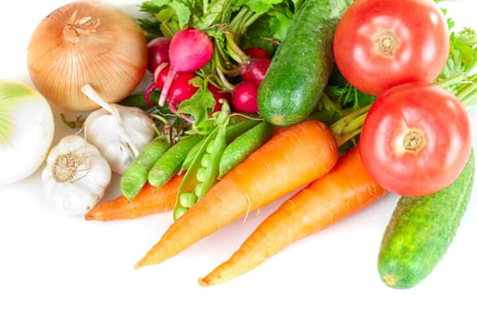 heap of vegetables isolated on white background