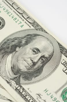 Close up view of pack dollar banknotes