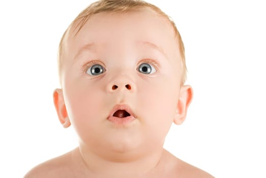 beauty baby boy closeup isolated on a white background