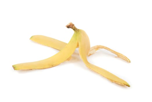 Banana rind close up isolated on white background