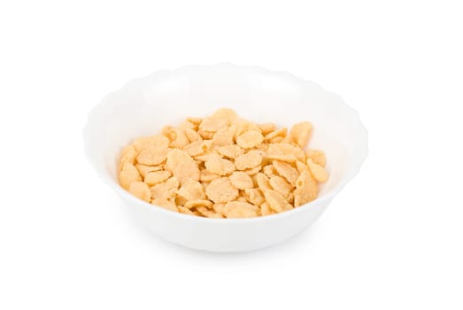 bowl of cornflakes isolated on a white background