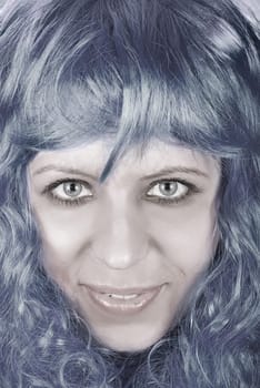 Photo of a blue girl closeup portrait