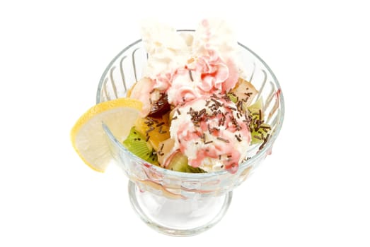 ice cream with fruits isolated on a white background
