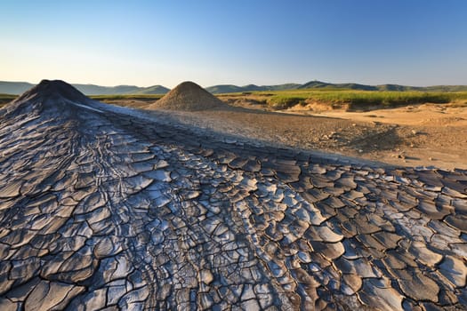 Strange landscape produced bu active mud volcanoes