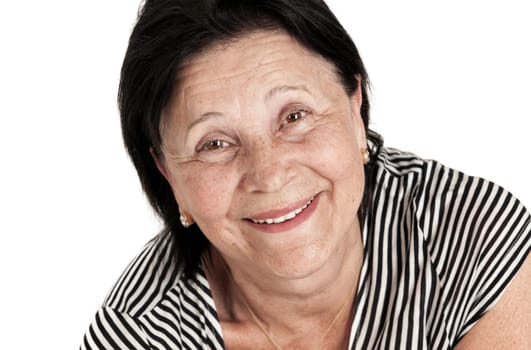 mature woman with a gorgeous smile on white background