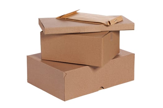 Cardboard boxes isolated on white + Clipping Path