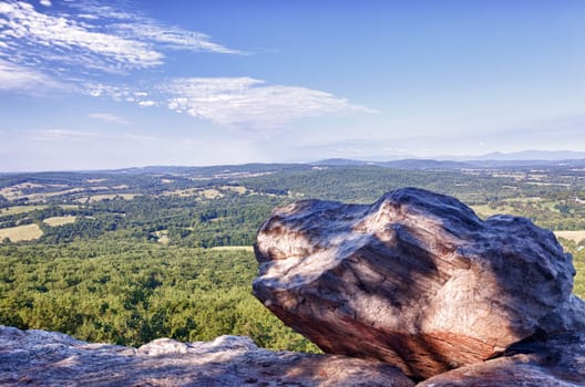 Top of Bull Mountain in Virginia overlooking the valley towards the Blue Ridge and Shenandoah