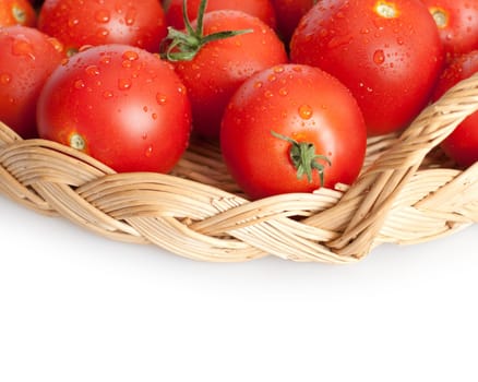 Detail of Fresh Tomatoes in the Basket With Copyspace