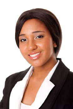 Portrait of a beautiful happy smiling corporate business woman, isolated.