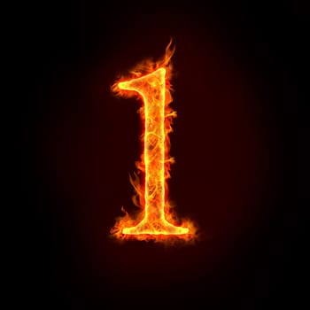 a series of fire numbers in flame, 1 or one