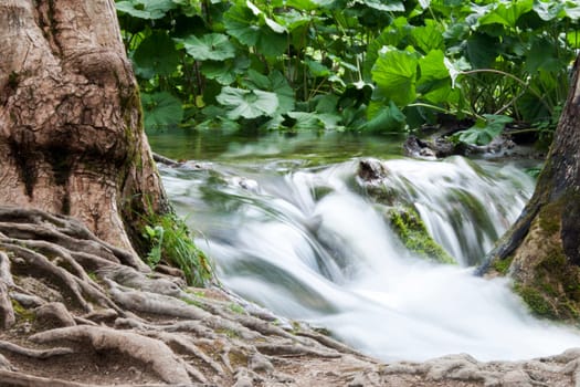Waterfall in Plitvice National Park in Croatia
