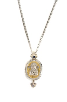 religious jewellery icon pendant on a white background
