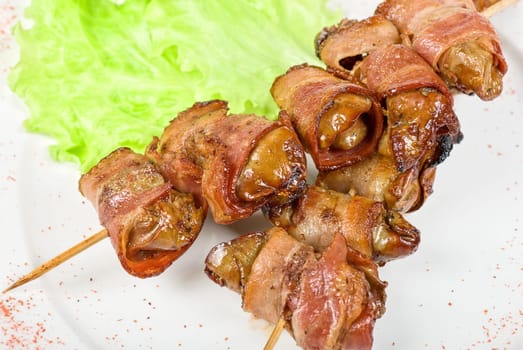 Beef Meat roll stuffed with chicken and pork meat with thyme and rosemary