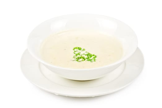 cream of mushroom isolated on a white background