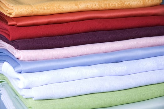 close-up view of stack of textile