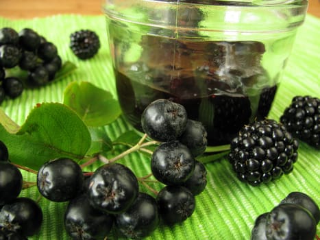 Jam with blackberries and chokeberry