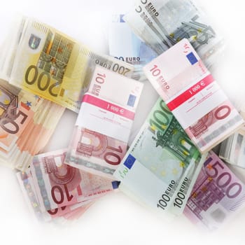 Lots of banknotes from above - square