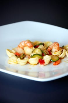 pasta with shrimp and zucchini, italian food