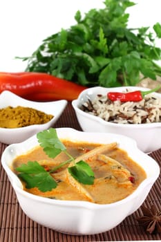 yellow curry with vegetables and wild rice