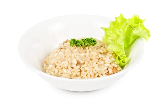 risotto with seafood isolated on a white