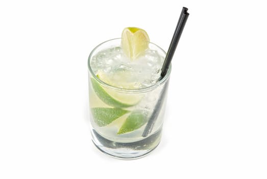 alcohol fresh cocktail closeup on a white