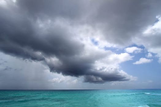 View of the storm couds forming over Atlantic Ocean from the Caribbean island of Barbados.