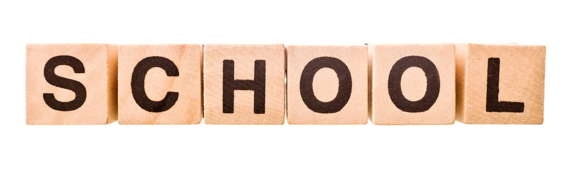 The word School wrote of Play Blocks
